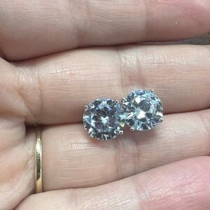 Sterling silver large CZ stud earrings